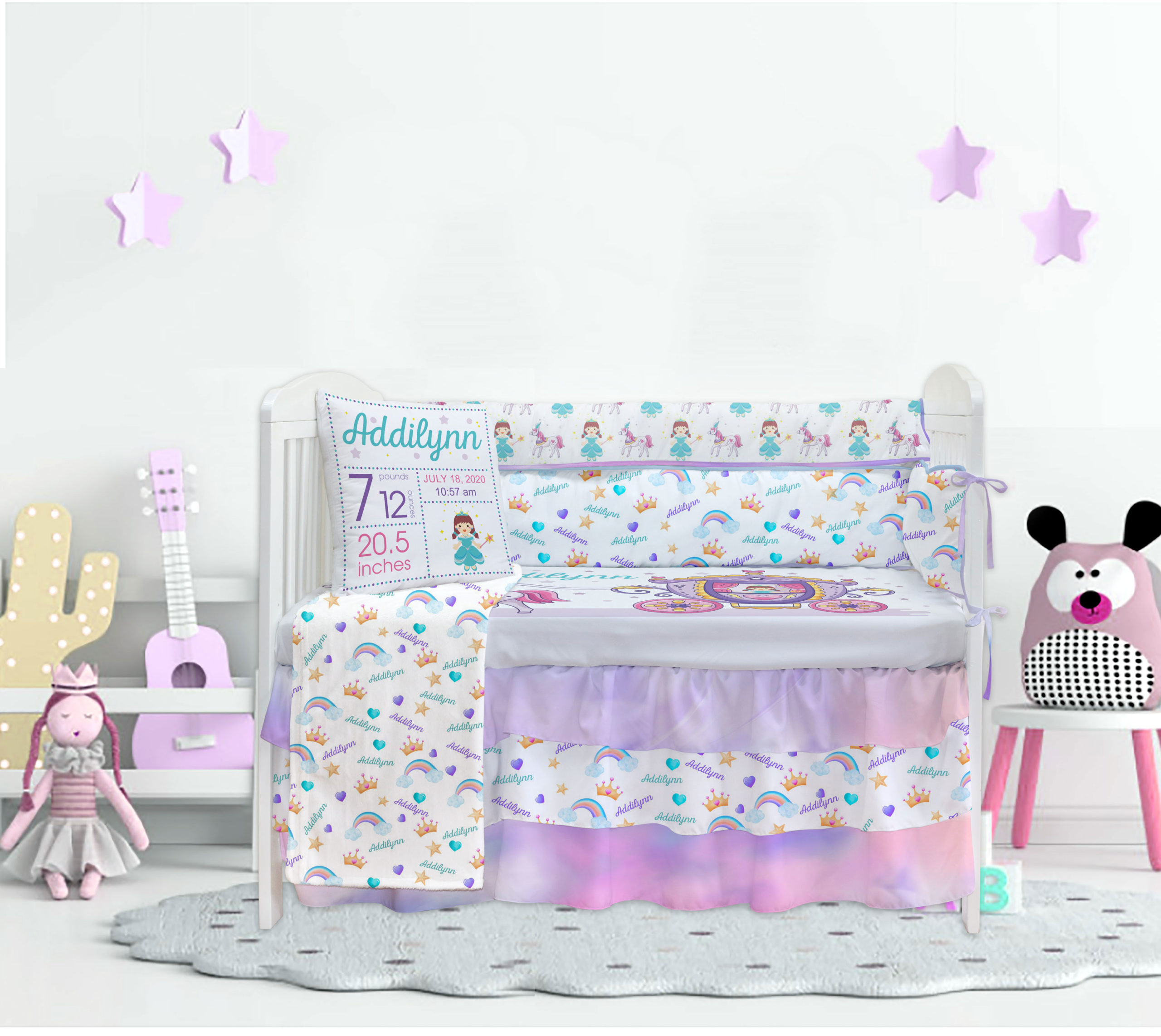 pink princess crib bedding